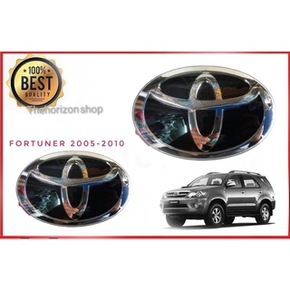 แผ่นป้าย 1 ชุด ป้ายโลโก้Toyota Fortuner เก่า 2005-2010ก่อนรุ่น Fortuner Champ หน้าและหลังแบบเคลือบแก้วสีดำ16+13 **ครบเคร