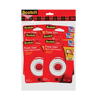 สก๊อตช์ เทปโฟมกาวสองหน้า รุ่น 110 21 มม. x 1ม. แพ็ค 6 ม้วน Scotch 110 double-sided foam tape 21mm x 1 m. Pack of 6