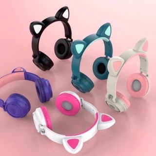 🎧รุ่นZW-028/หูฟังมาใหม่  มีไฟLed เป็นหูแมวบลูทู ธ 5.0 หูฟังแมวสนับสนุน Tf การ์ด🐱