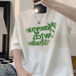 เสื้อยืดลําลอง แขนสั้น คอกลม พิมพ์ลายตัวอักษร ทรงหลวม ขนาดใหญ่ สวมใส่สบาย แฟชั่นฤดูร้อน สไตล์เกาหลี สําหรับผู้ชาย