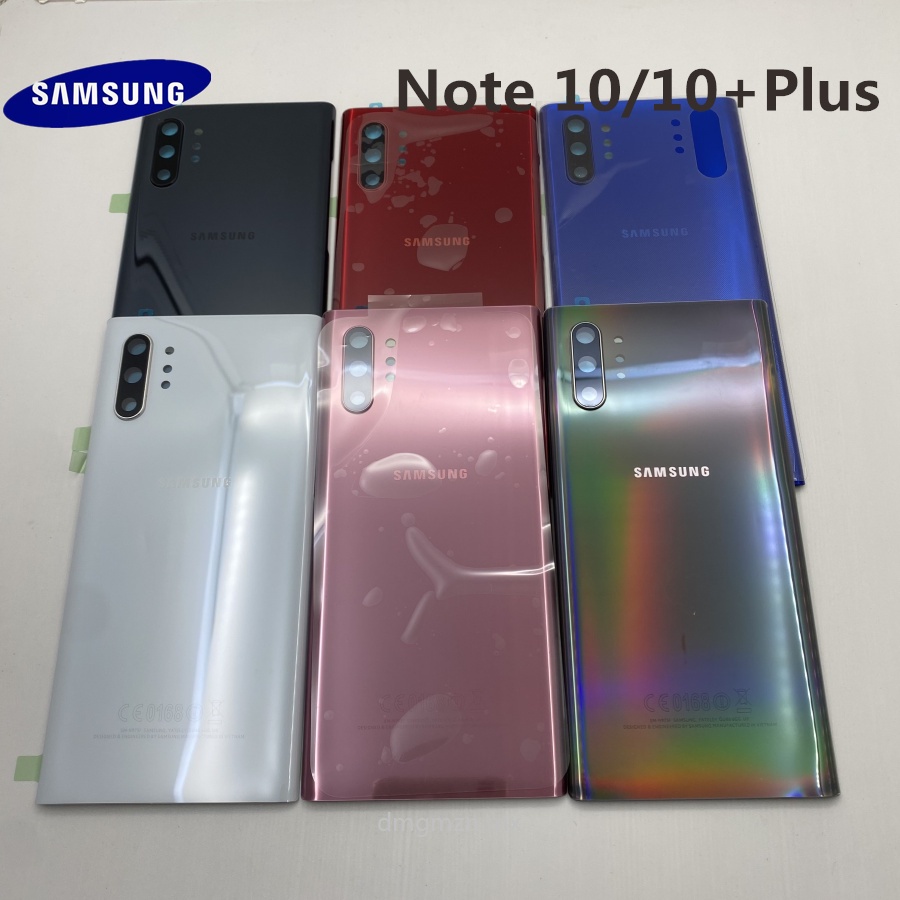 Samsung Galaxy NOTE 10 PLUS N970 N975 ฝาหลังแบตเตอรี่ที่อยู่อาศัยประตู + หูกล้องกระจกเลนส์เปลี่ยนอะไหล่ซ่อม