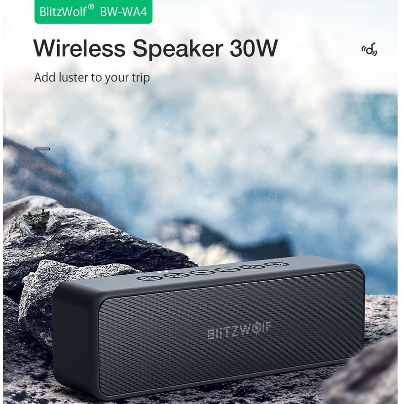 ลด 70% ลำโพงบลูBlitzWolf BW-WA4 กำลังขับ 30W ลำโพงไร้สายแบบพกพา ตัวขับคู่เสียงเบสสเตอริโอ TWS กันน้ำ