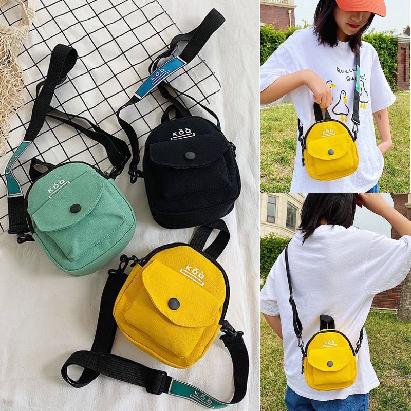 กระเป๋าสะพาย2021－มี 4 สีให้เลือก กระเป๋าผ้าแคนวาส สไตล์เกาหลี น่ารัก ปรับสายได้