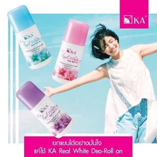 (แพ็ค 6 ขวด) KA Real White Deo Roll On เคเอ ไวท์ ดีโอ โรลออน ลูกกลิ้ง ระงับกลิ่นกาย ขนาด 25 มล.