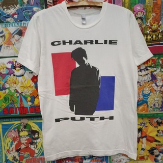 Tee เสื้อคู่รัก เสื้อยืดแฟชั่น ลายน่ารัก  เสื้อยืดมือสอง Usa นักร้อง Charlie Puth Size M.อก20/ยาว28