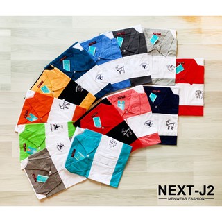 M067 เสื้อโปโล ตัดต่อ 2 สี ยี่ห้อ Next-J2 ผ้าคอตตอน100%  Men Polo shirt cotton100 เนื้อผ้าฝ้ายผ้ายืดใส่สบาย