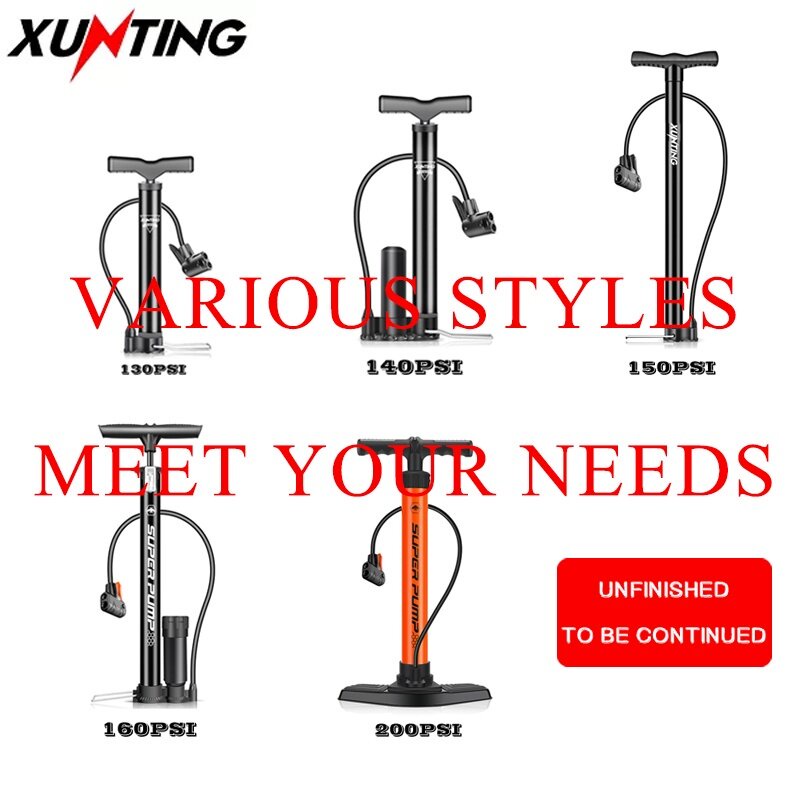 XunTing จักรยานรถจักรยานยนต์ปั๊มแรงดันสูงฐานเข็มขัดเงินเฟ้อ, ยางปั๊มจักรยานเสือภูเขา 200Psi Bike Air Pump AGZE