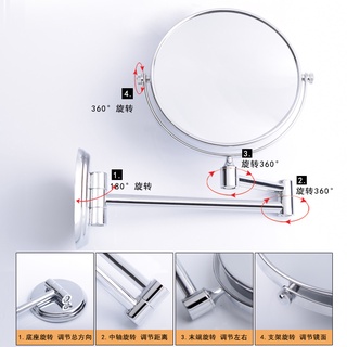 กระจกแต่งหน้า แบบติดผนังห้องน้ํา พับได้ หมุนได้สองด้าน 3X