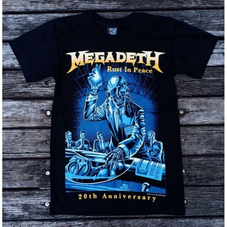 เสื้อยืดวินเทจเสื้อยืดผ้าฝ้าย แขนสั้น พิมพ์ลาย MEGADETH ROCK BAND 13R192 คุณภาพสูงS-5XL