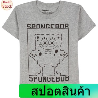 เสื้อยืดแขนสั้น Nickelodeon Boys Spongebob Squarepants T-Shirt, Heather Gray Sports T-shirt