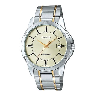 Casio นาฬิกาข้อมือผู้ชาย สายสแตนเลส รุ่น MTP-V004SG-9AUDF-สีเงิน