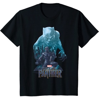 เสื้อยืดผ้าฝ้ายพรีเมี่ยม เสื้อยืด พิมพ์ลายภาพยนตร์ Marvel Black Panther Wakanda City Silhouette