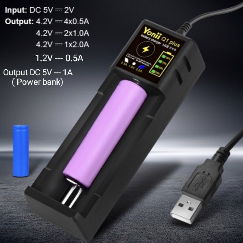 เครื่องชาร์จแบต 1.2V , 3.7V Yonii Q1 Plus ชาร์จ21700มีวงจรได้ Type c