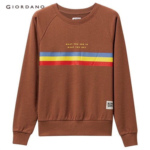 GIORDANO WOMEN Retro graphic raglan sleeves sweatshirt 13399701