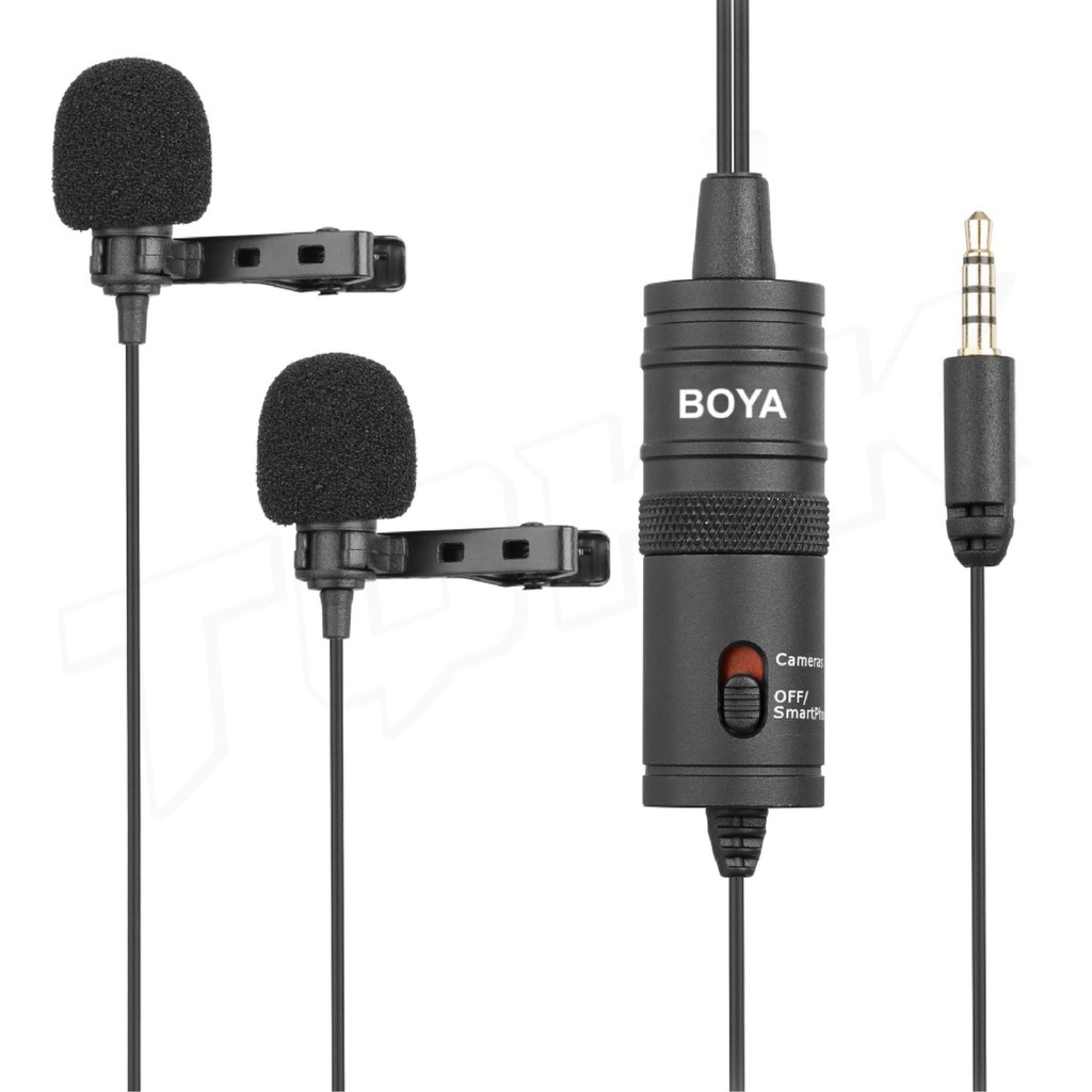 ™Boya By-M1DM 6 M Kabel Dual-Head Lavalier Revers Clip-On Microfoon Voor