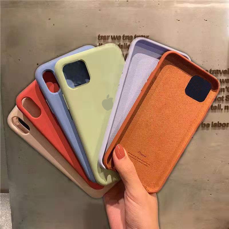 เคสโทรศัพท์มือถือซิลิโคนเหลว Apple 12 iPhone11 สีแดงสุทธิ x เปลือกนิ่ม 7plus สีทึบ xr ป้องกันการตก 8