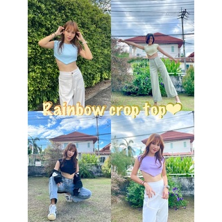 EVERYDAY Rainbow crop top ครอปกล้ามแขนกุด เสื้อครอปผ้าร่อง เสื้อครอปสายฝอ