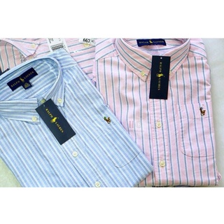 Ralph Lauren Striped Cotton Oxford Shirt เป็น used มีทั้ง สีชมพู และฟ้านะคะ สภาพดีมาก 98%