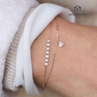 Double Layer Heart Shaped Crystal Bracelet Womens Magic Imitation Bracelet