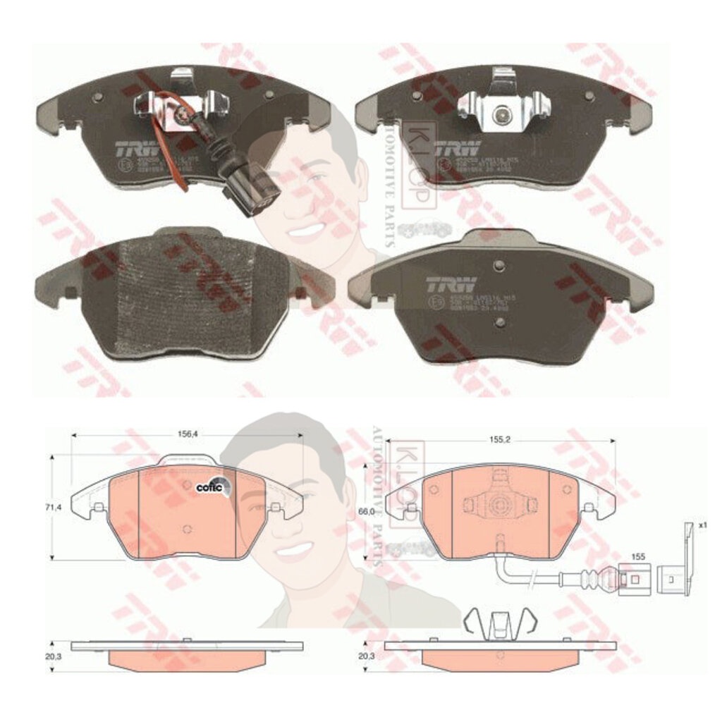 GDB1550 ผ้าเบรค-หน้า(TRW) (เนื้อผ้า COTEC) VW SCIROCCO 2.0 TSI '10