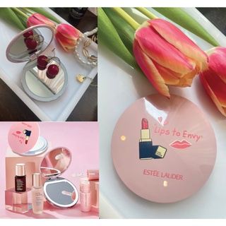 ESTEE LAUDER LED Rechargeable Mirror กระจกแบรนด์เนม LED 2 ด้าน ขนาดเล็กบางเบา ของแถมเครื่องสำอางค์ กระจกLED ปรับไฟได้สาม