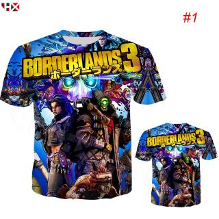 HX Borderlands 3 Game 3D พิมพ์แฟชั่นเสื้อยืดเสื้อเชิ้ตลายฤดูร้อนบนเสื้อยืด แขนสั้น