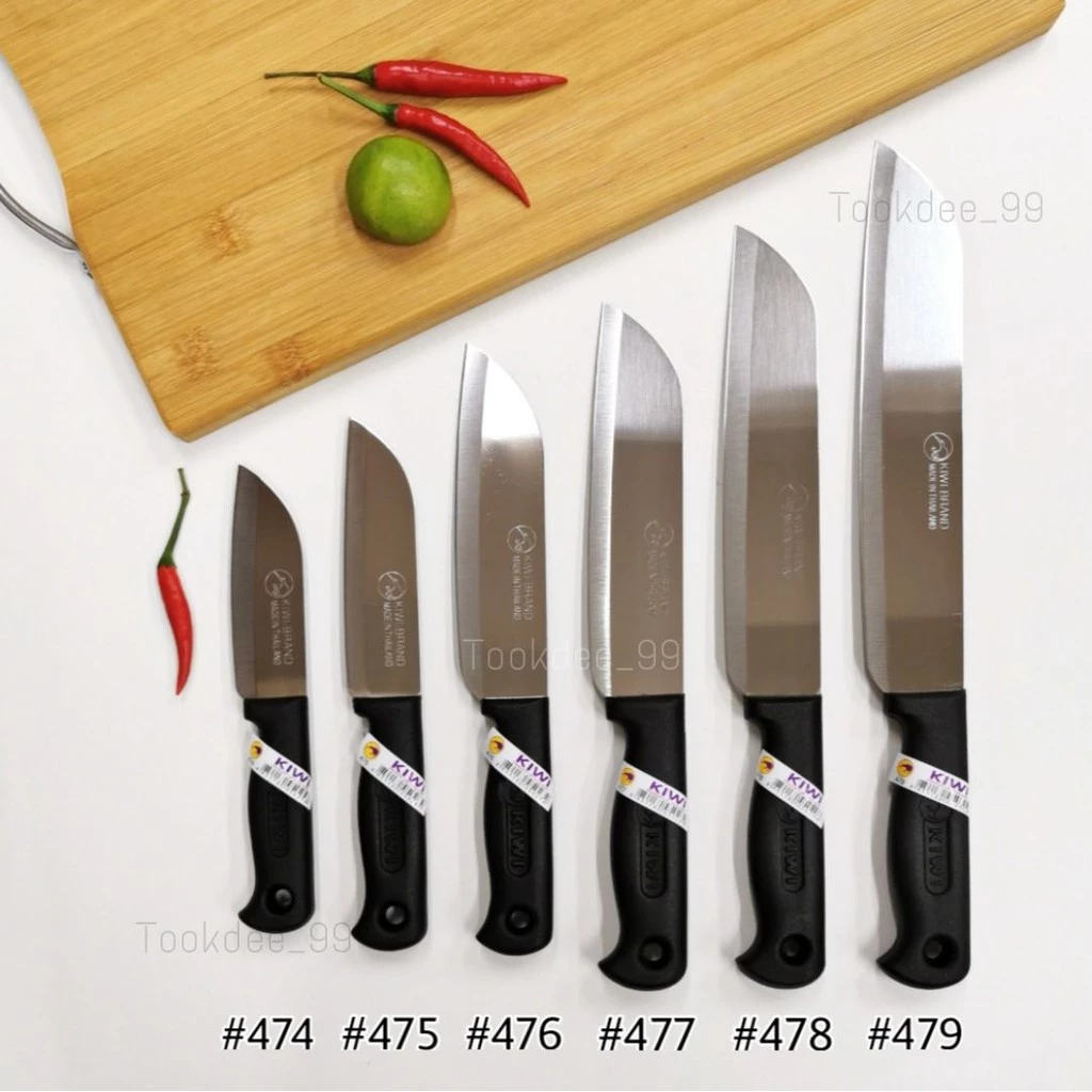KIWI มีด มีดกีวี มีดทำอาหาร มีดหั่น มีดสับ มีดทำครัว (No.474-479 ด้ามดำ)