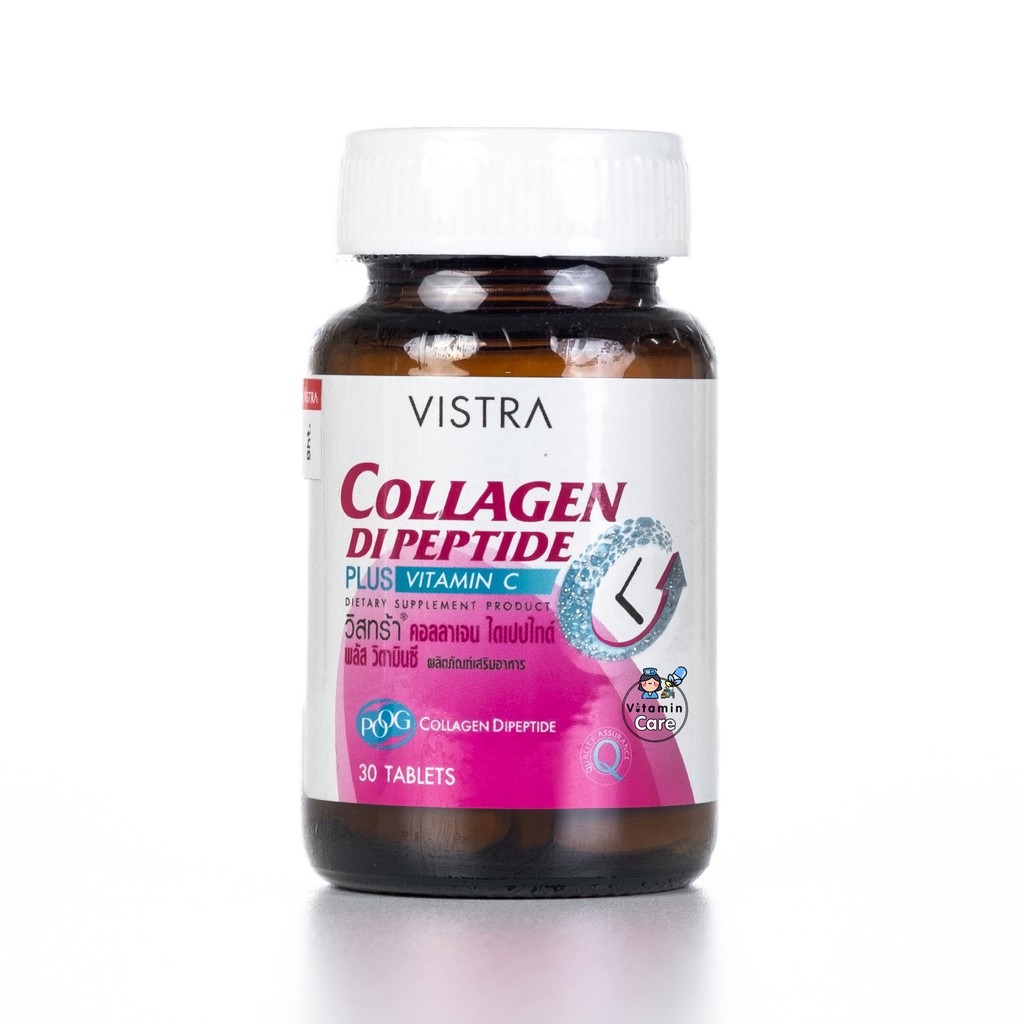 Exp.6/2028 (30 เม็ด) Vistra Collagen Di Peptide Plus Vitamin C คอลลาเจน ลดริ้วรอย