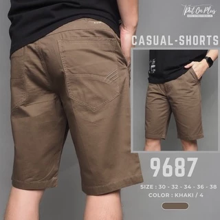 ⚡GW⚡9687กางเกงขาสั้น ผู้ชาย ผ้าคออตต้อน สีพื้น ยาว20-22 นิ้ว ไซส์ 30-38 Goodwin Brand