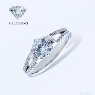 Malai Gems แหวนเพชร แหวนเพชรชู เงินแท้ 925 เคลือบทองคำขาว ประดับเพชรสวิส CZ รุ่น  151-1RI63358 แถมกล่อง