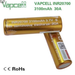 Vapcell INR20700 3100mAh 30A 3.7V ได้ถ่าน2ก้อน แถมกระเป๋าใส่ถ่าน