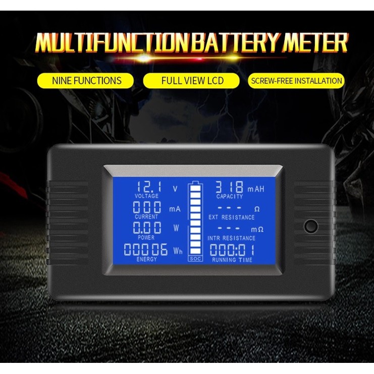 DC 0-200V Battery Tester Detector  DC Amp Volt Power Meter Digital Panel Capacity Resistance Electricity Met