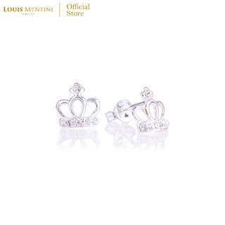 Louis Montini (Jewelry) Sterling Silver 925 Earrings ต่างหูเงินแท้ 92.5% ต่างหูผู้หญิง รูปมงกุฎ LJER06