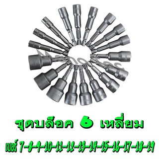 บล็อค 6เหลี่ยม ชุดบล็อค เดือยโผล่บล็อกหกเหลี่ยมหัวแม่เหล็ก อุปกรณ์เครื่องมือช่าง ชุดเล็ก มี14ชิ้น สว่านไร่สายและมีสาย