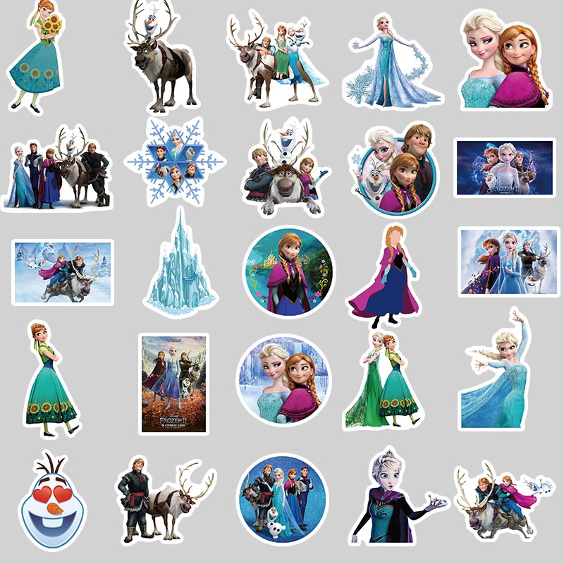สติกเกอร์ไวนิล ลาย Frozen DISNEY กันน้ํา สําหรับติดตกแต่งขวดน้ํา สเก็ตบอร์ด แล็ปท็อป กระเป๋าเดินทาง กีตาร์ 50 ชิ้น - รูปที่ 2