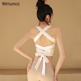 Wmuncc 2023 ชุดชั้นใน สปอร์ตบรา พร้อมแผ่นรองหน้าอก เซ็กซี่ กันกระแทก สําหรับผู้หญิง ใส่เล่นโยคะ ฟิตเนส