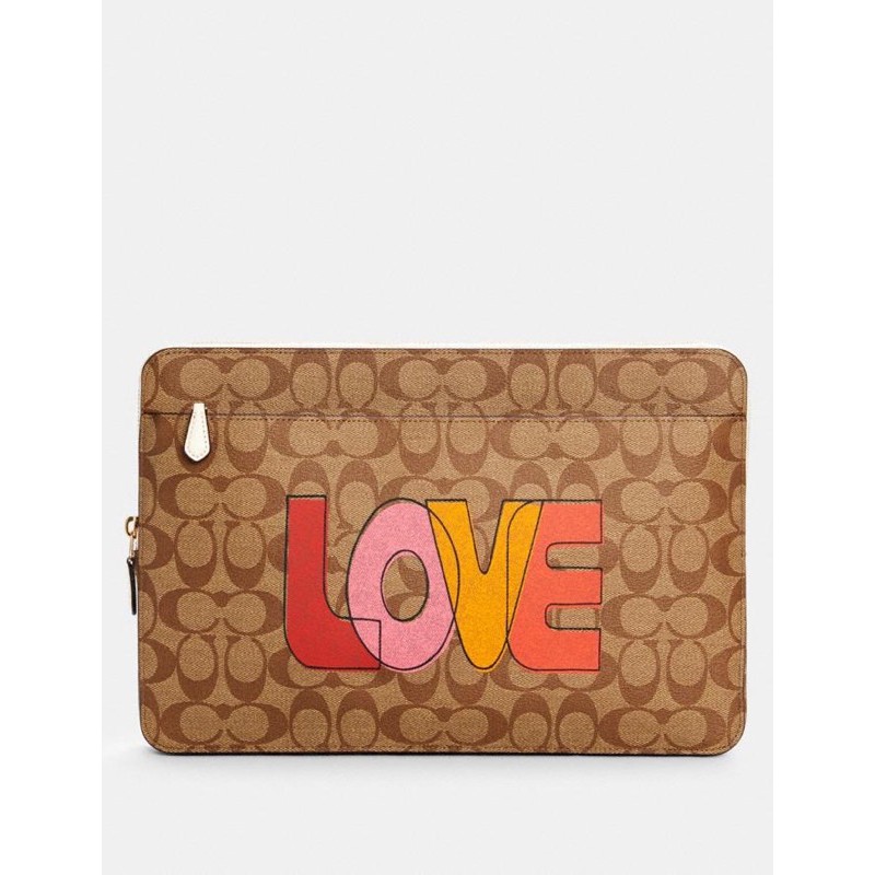 กระเป๋า notebook Coach Laptop Sleeve In Signature Canvas With Love Print