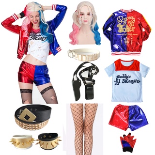 เสื้อแจ็กเก็ตคอสเพลย์ Harley Quinn Suicide Squad และกางเกงขาสั้น สําหรับผู้ใหญ่