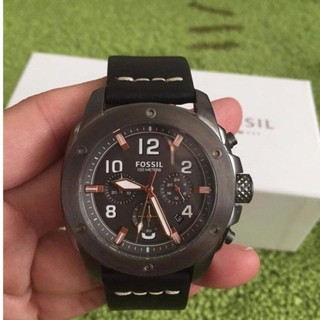 Fossil FS5016 นาฬิกาผู้ชาย Modern Machine Gunmetal Leather BandChronograph