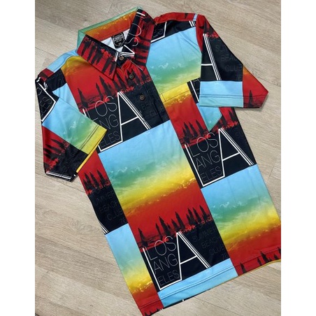 ไม่ยับ ไม่รีด ไม่ร้อน เสื้อโปโลแขนสั้นเสื้อโปโลPOLO ลายวิวพระอาทิตย์ P257