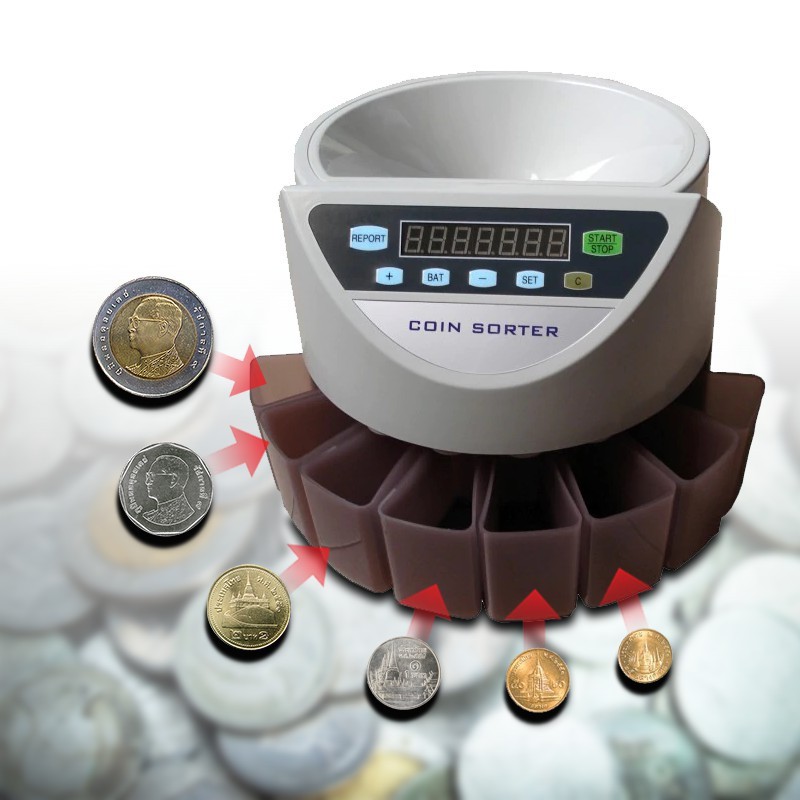 HOMEBU เครื่องนับเหรียญ เครื่องคัดแยกเหรียญ ดิจิตอล ระบบดิจิตอล แยกเหรียญได้ทุกชนิด เหรียญไทยทุกชนิด Money / Coin Sorter