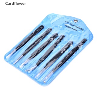 Cardflower แหนบสเตนเลส ป้องกันไฟฟ้าสถิตย์ สําหรับบํารุงรักษา 6 ชิ้น