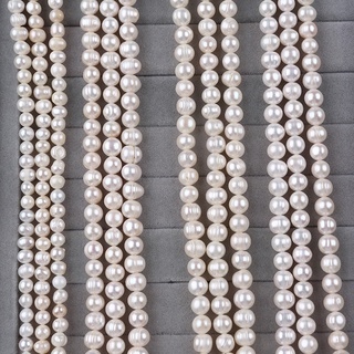 ลูกปัดไข่มุกน้ําจืดธรรมชาติ 8-9 มม. สีขาว สําหรับทําสร้อยคอ สร้อยข้อมือ DIY