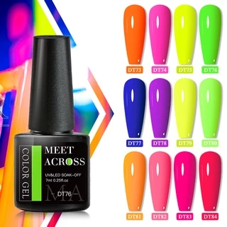 MEET ACROSS 7ml นีออนเรืองแสง เจลเล็บเคลือบเงาเคล็ดลับ กึ่งถาวร โซคอฟ ยูวี เอเลดี
