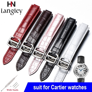 สายนาฬิกาข้อมือ สายหนังจระเข้ สีฟ้า สําหรับ Cartier 12 18 20 มม.