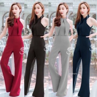 Jumpsuit ทรงคว้านไหล่ คอปีน พร้อมส่ง จั๊มสูทจั้มสูท