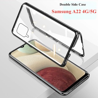 เคสโทรศัพท์แบบแม่เหล็กสองด้านสําหรับ Samsung A22 A 22 4G 5G M32 360 Case