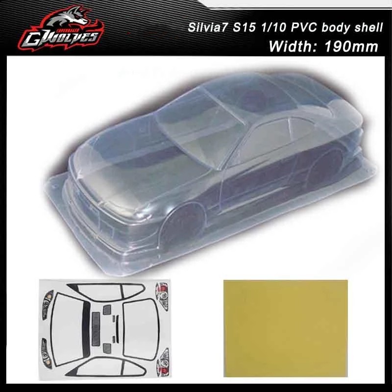 RC รีโมทคอนโทรล 1/10 PVC โปร่งใสเปลือกรถไม่พ่น Nissan S15 (กระดาษหุ้ม+ปีกหาง+ถ้วยไฟ) กว้าง 190 มม.hsp tamiya D5S