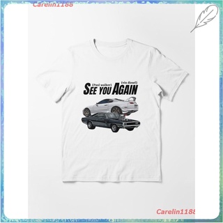 New See You Again { Fast And Furious Supra And Charger } Essential T-Shirt เสื้อยืด ดพิมพ์ลาย เสื้อยืดผ้าฝ้าย คอกลม cott