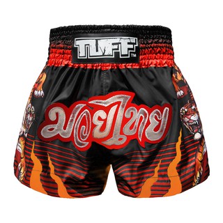 กางเกงมวยไทย ทัฟฟ์ TUFF Muay Thai Boxing Shorts Black With Tiger Inspired by Chinese Ancient Drawing เสือ ดำ